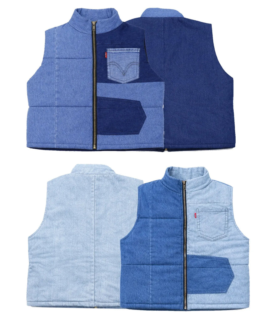 CR1484 Upcycled Denim Panel Vest