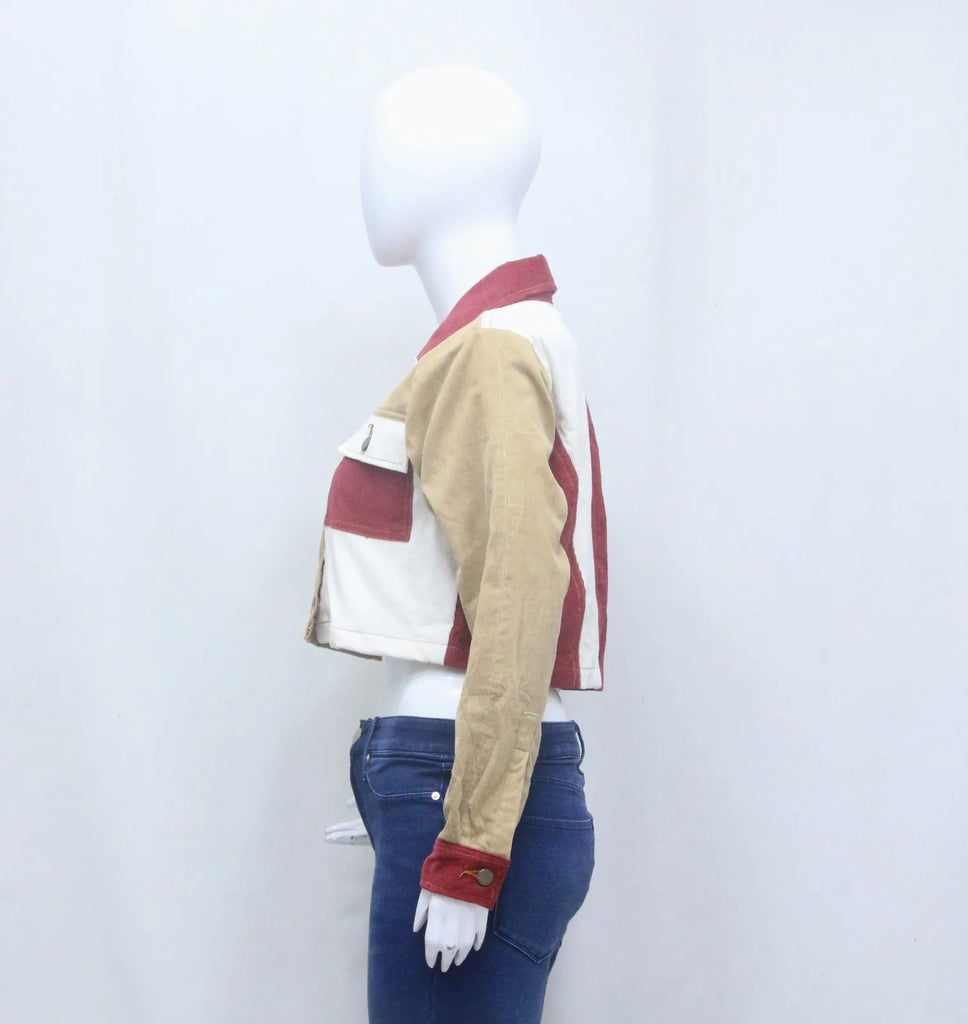 CR1479 Rework Cropped Jacket – Multi Panel Vintage Style