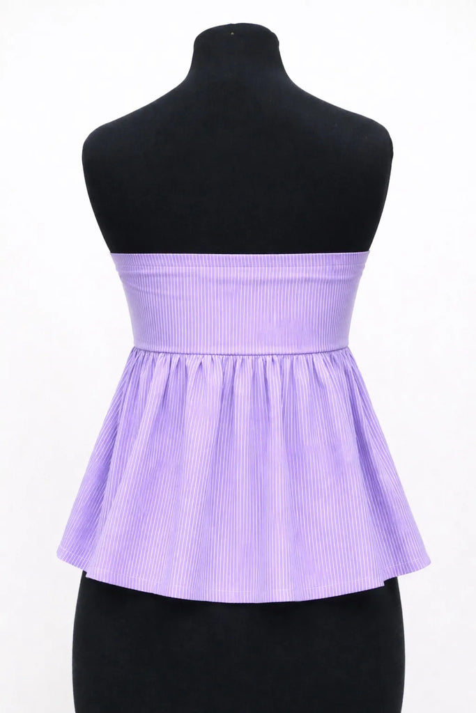 CR1410 Rework Stripe Babydoll Tube Tops – Mixed Colors (Y2K Summer Style)