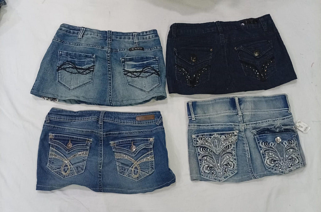 CR9314 Upcycled Y2K Mini Denim Skirts