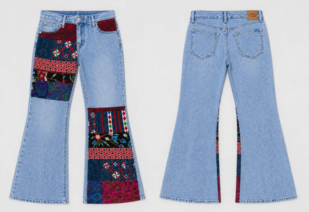 CR1554 Upcycled Patchwork Flare Jeans