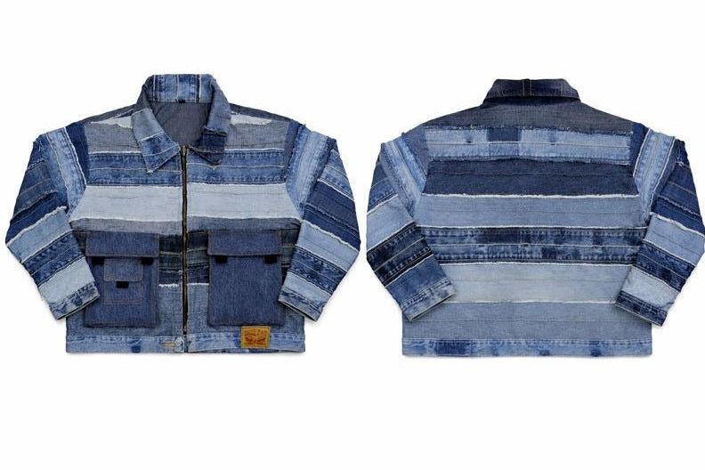 CR1533 Upcycled Denim Panel Jacket
