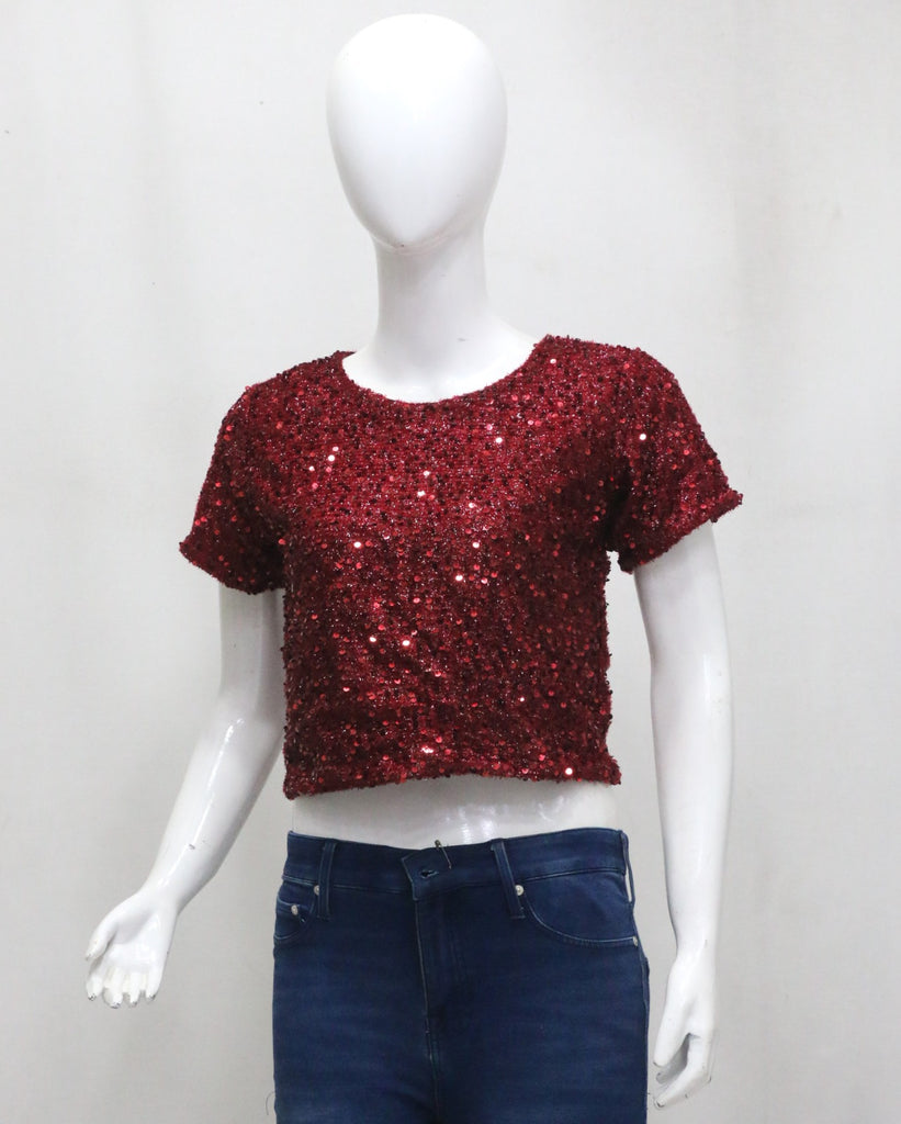 CR1886 UPCYCLED SEQUIN OPEN BACK TOP