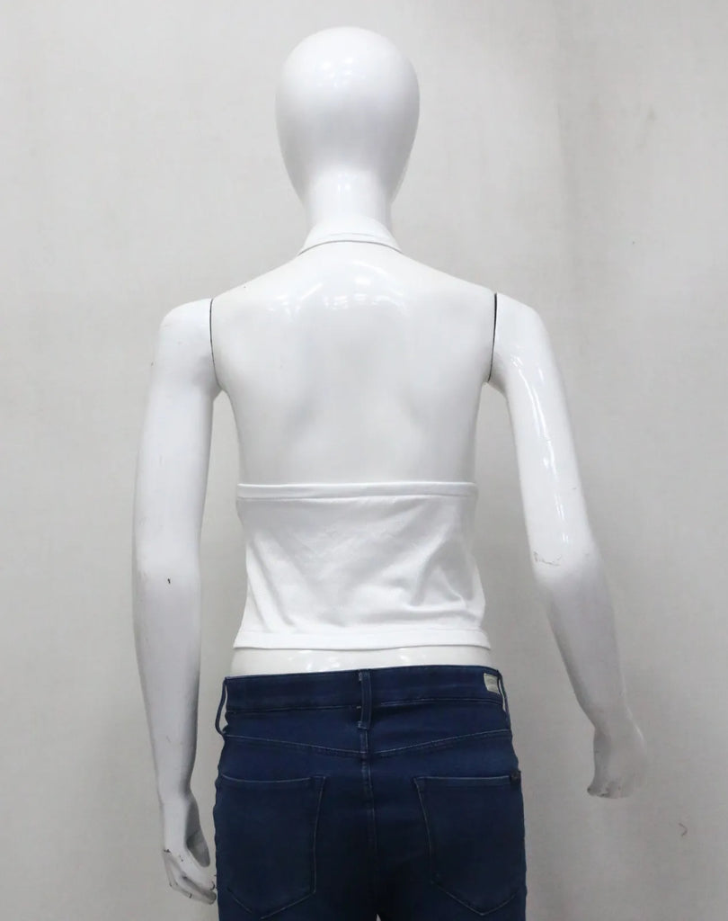 CR1426 Rework Halter Neck Sport Crop Top – Graphic Panel (Y2K Street Style)