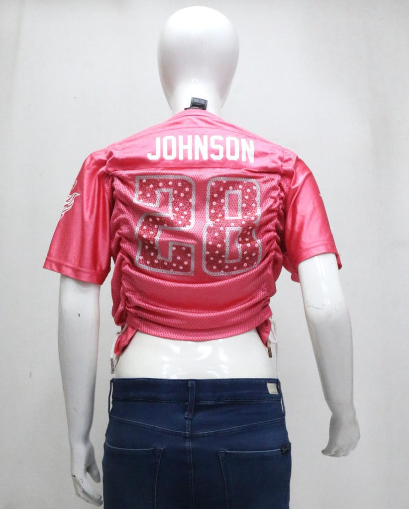 CR1879 UPCYCLED RUCHED SPORTS JERSEY TOP