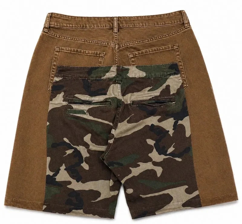 CR1544 Upcycled Camo Panel Shorts