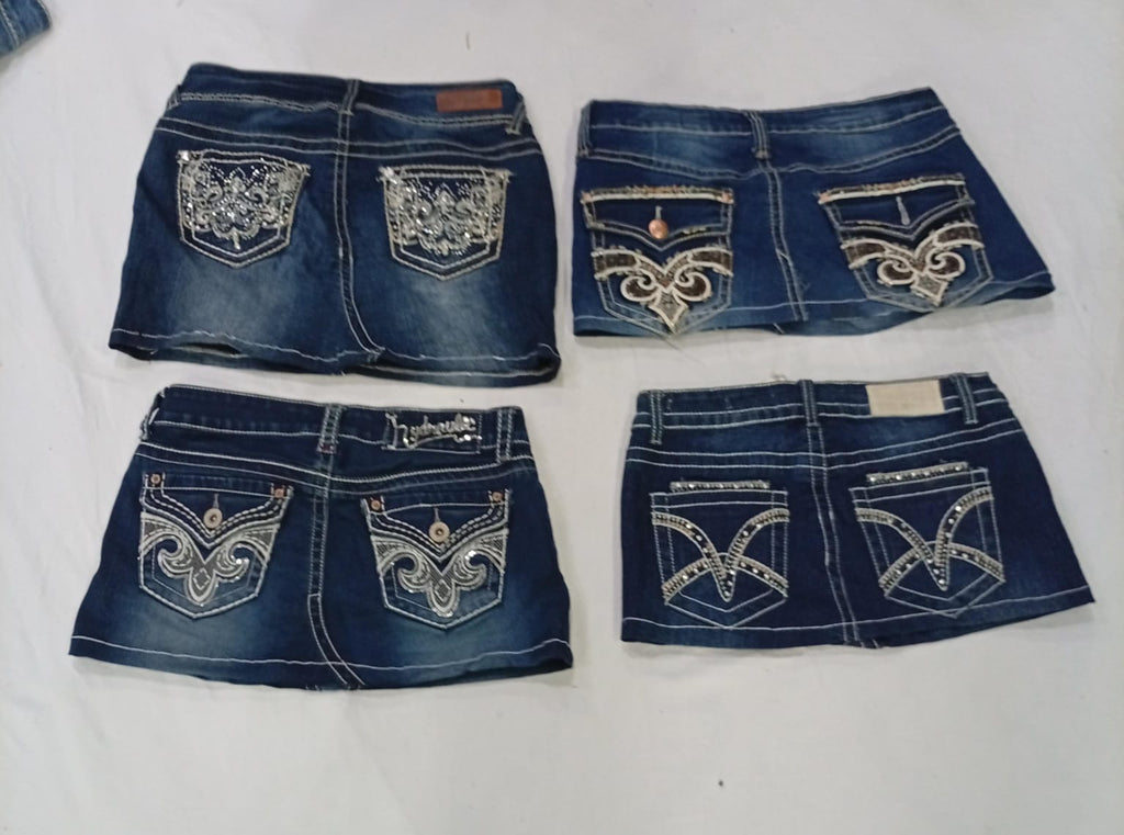 CR9306 Upcycled Y2K Mini Denim Skirts