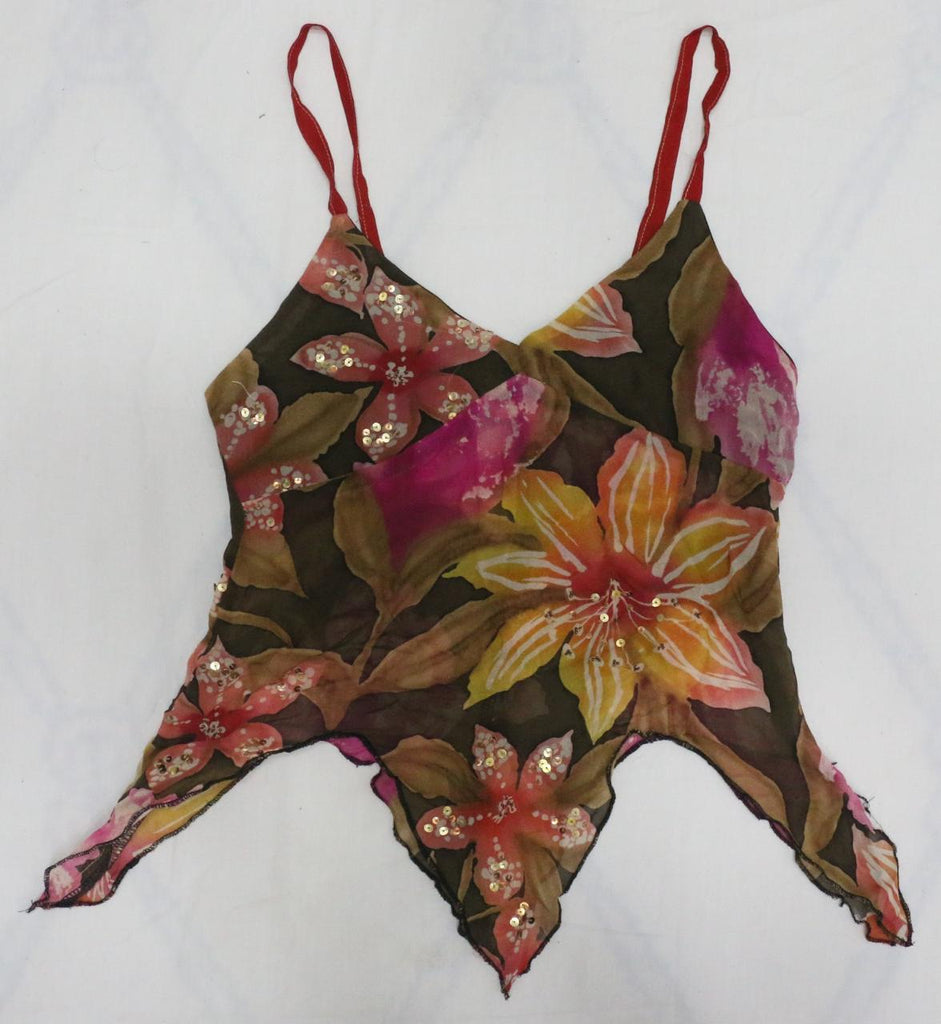 CR1896 UPCYCLED FLORAL HANDKERCHIEF CAMI TOP
