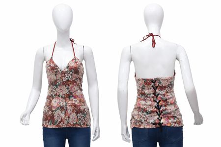CR2124 Upcycled Floral Halter Top