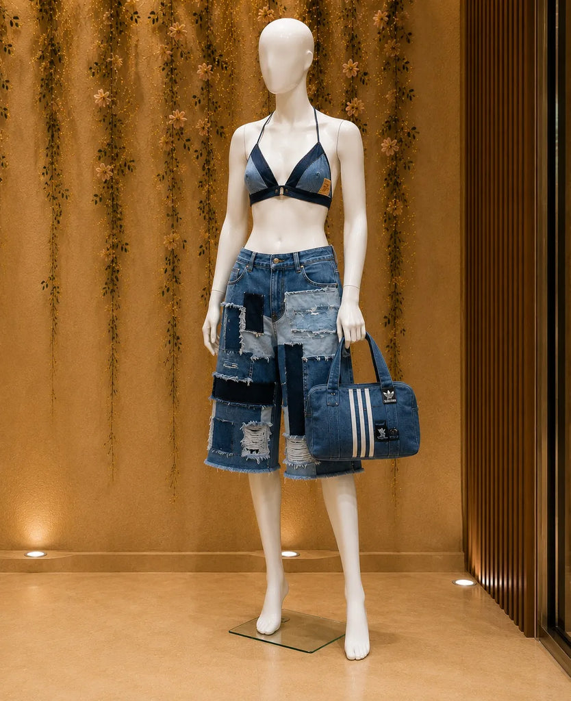 CR1597 Upcycled Denim Co-Ord Set