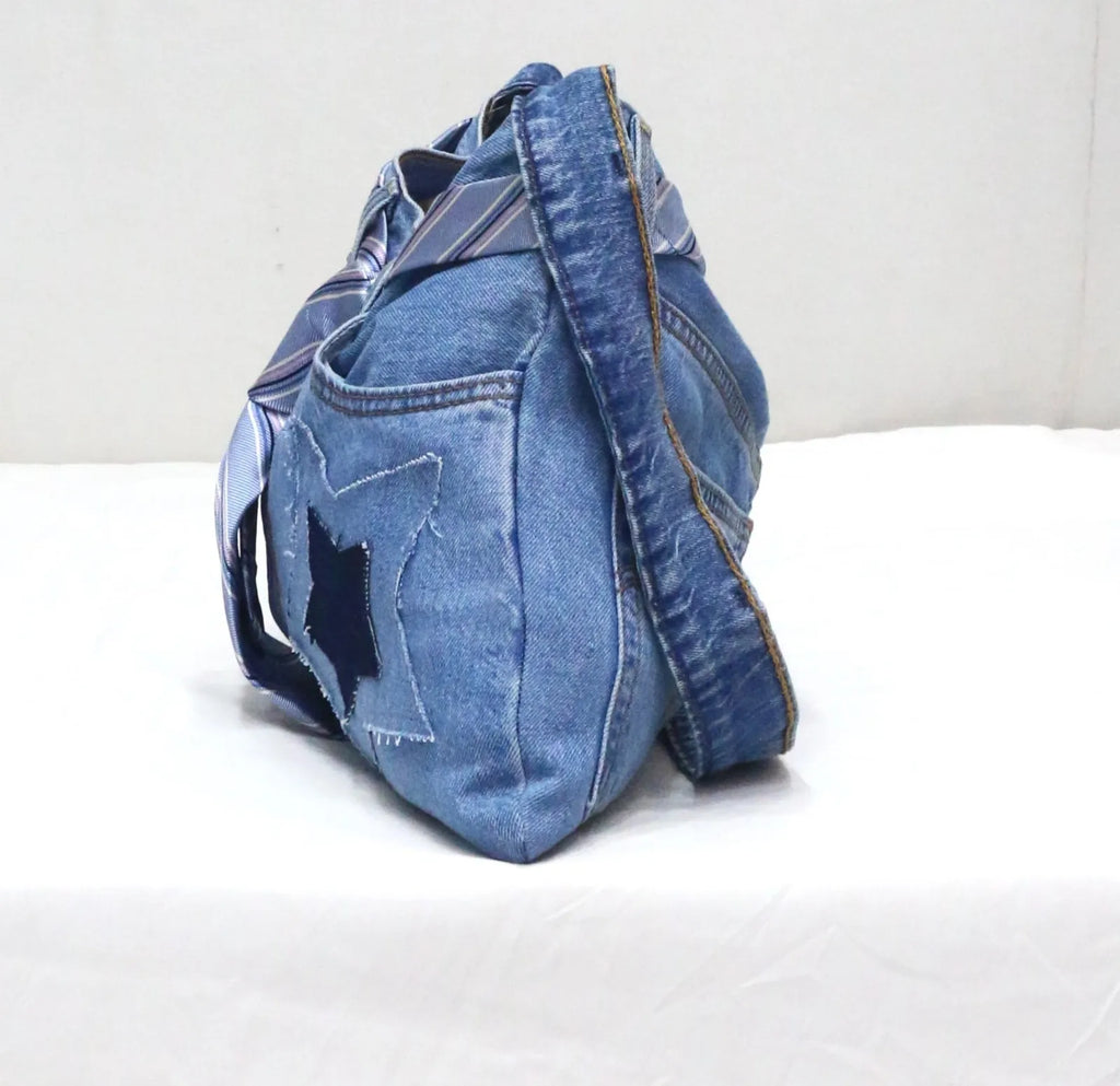 CR1640 UPCYCLED DENIM SHOULDER BAG