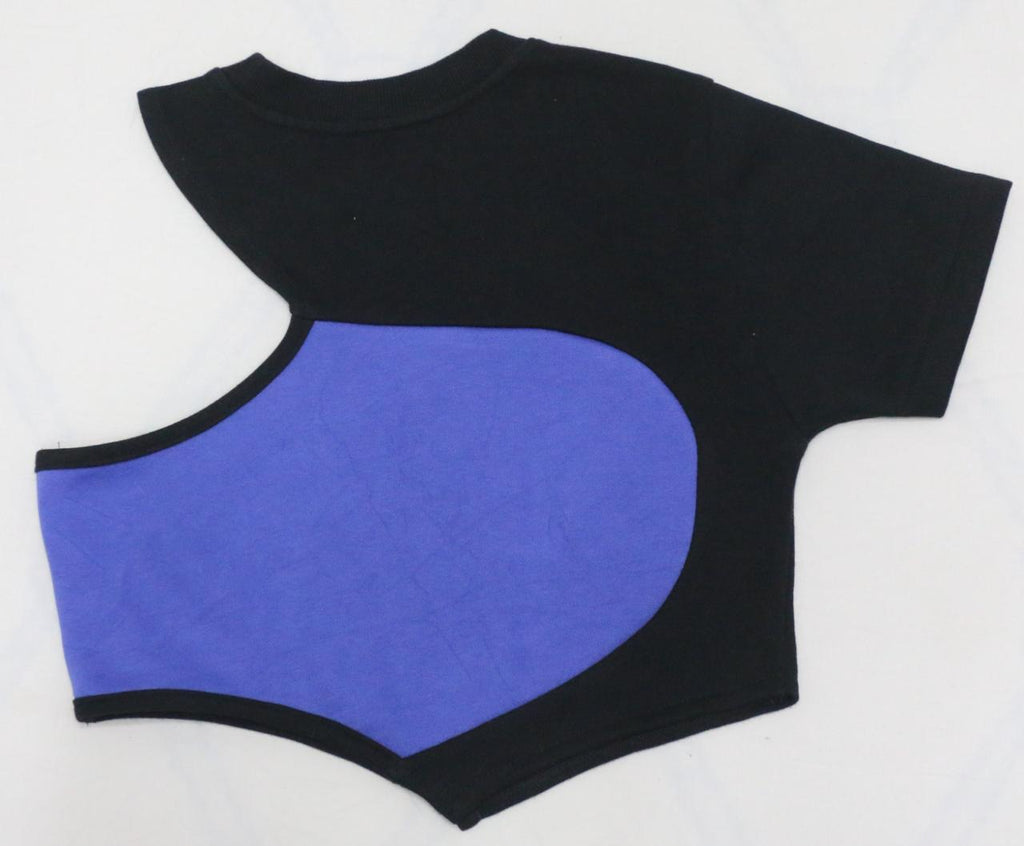 CR1853 UPCYCLED ASYMMETRIC SPORT CROP TOP