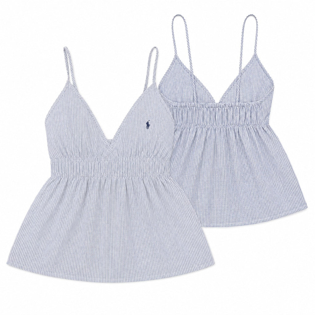 CR2053 UPCYCLED SHIRRED V-NECK BABYDOLL CAMISOLE TOP