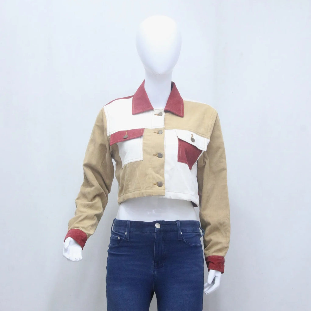 CR1479 Rework Cropped Jacket – Multi Panel Vintage Style