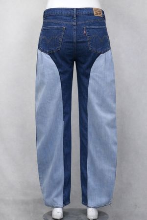 CR2107 UPCYCLED CONTRAST PANEL DENIM JEANS