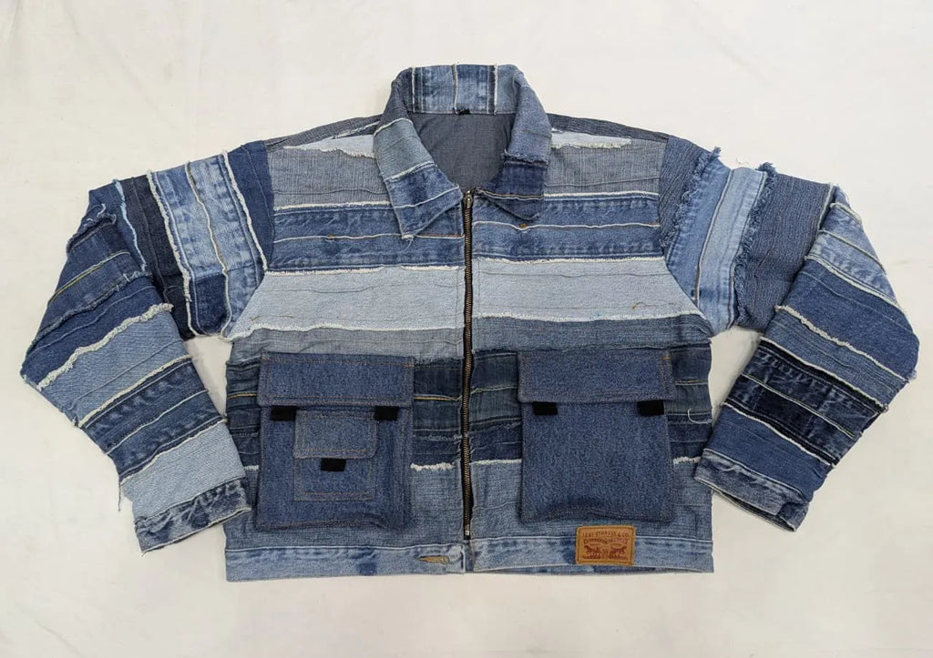 CR1533 Upcycled Denim Panel Jacket