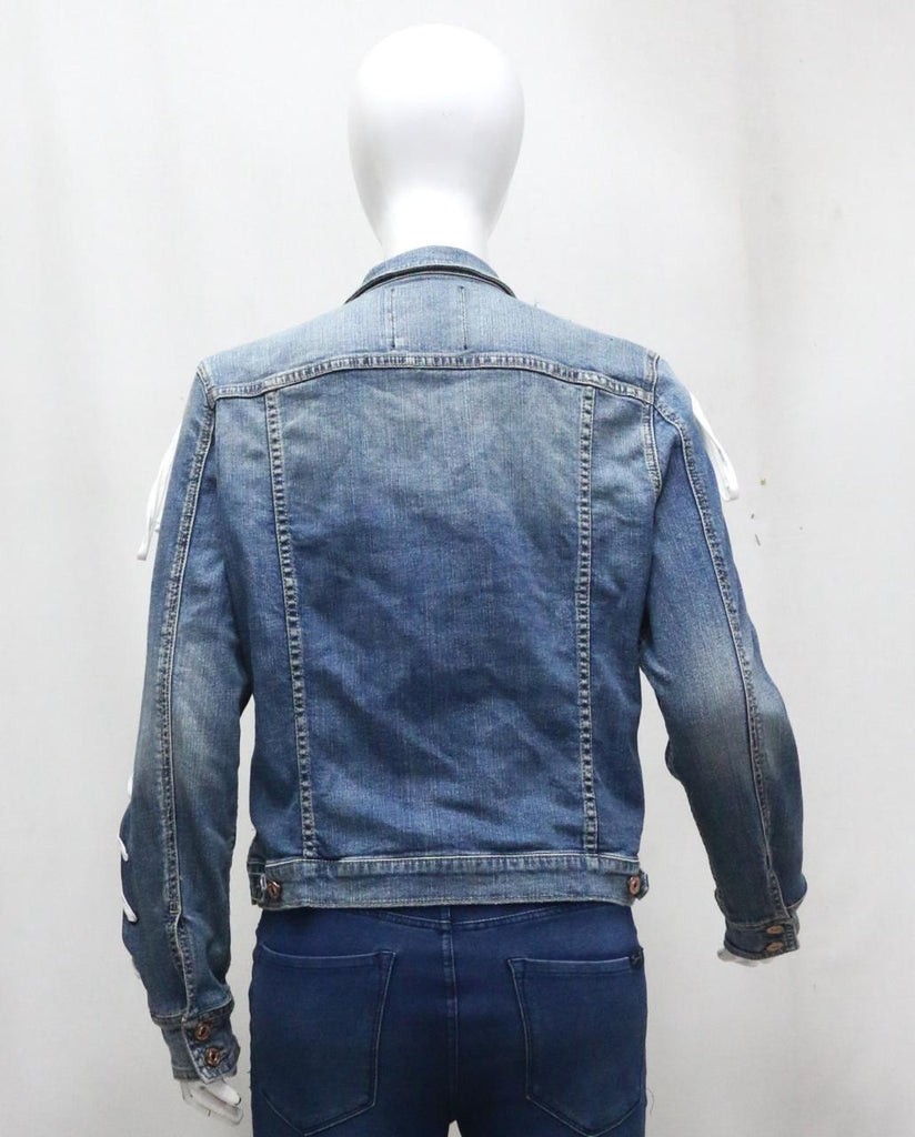 CR1813 UPCYCLED LACE-UP DENIM JACKET