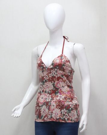 CR2124 Upcycled Floral Halter Top