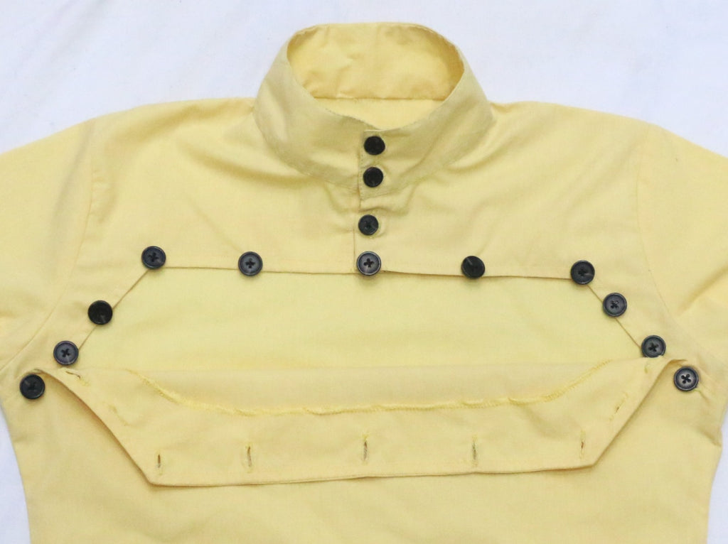 CR1843 UPCYCLED BUTTON DETAIL MOCK NECK TOP