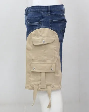 CR1839  Upcycled Denim Cargo Shorts