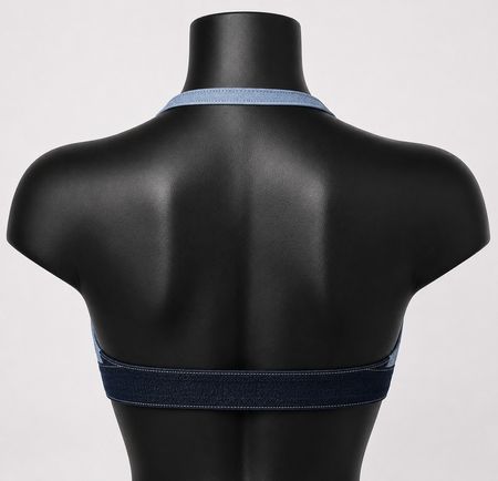 CR2079 Upcycled Denim Halter Bralette