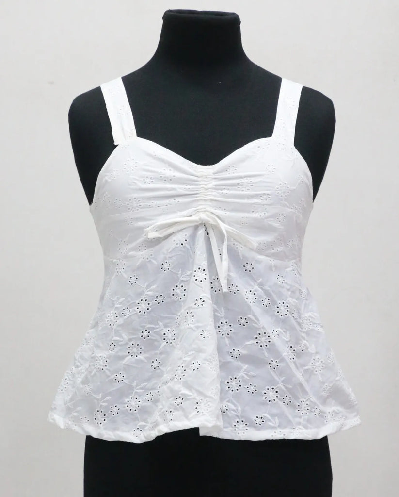 CR1539 Upcycled Eyelet Lace Corset Top