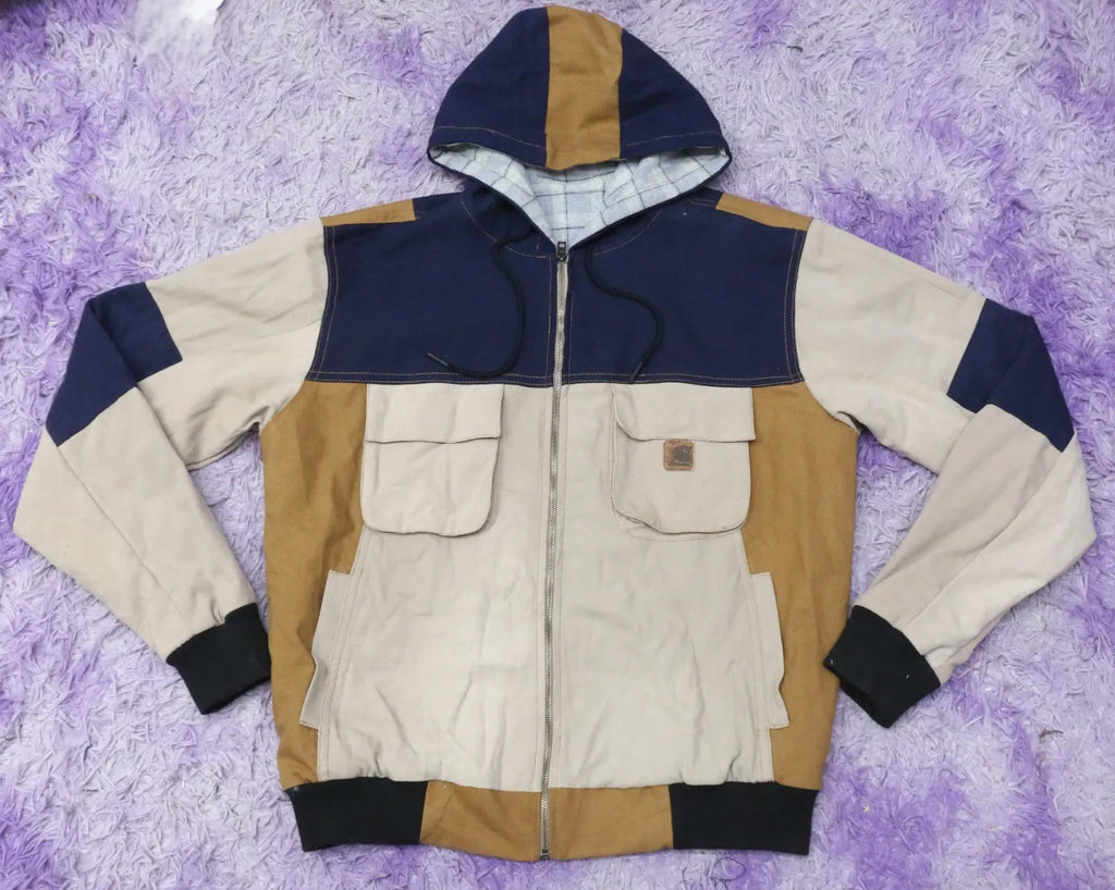 CR1452 Upcycled Hooded Patchwork Workwear Jacket