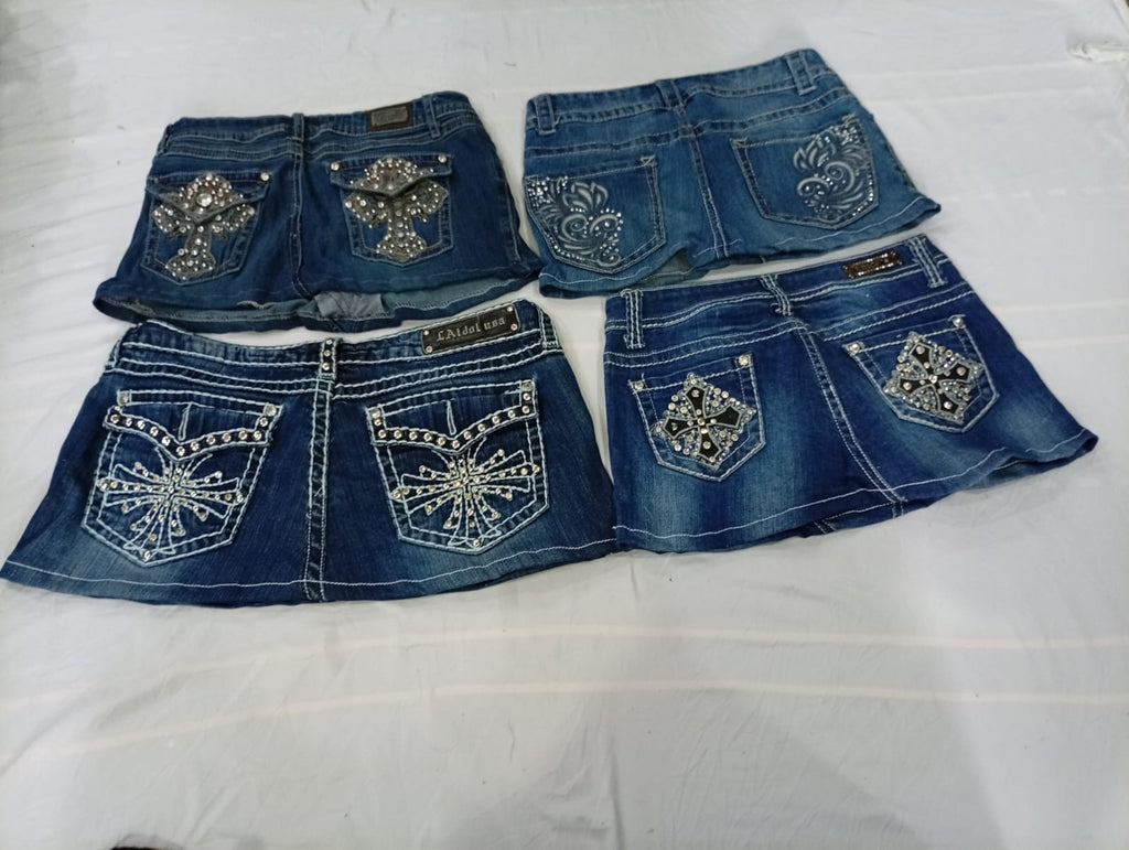 CR11048 Upcycled Y2K Mini Denim Skirts