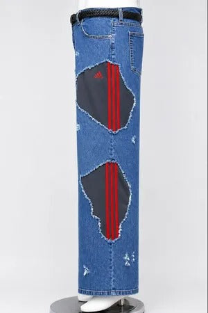 CR1838 Upcycled Panel Flare Jeans