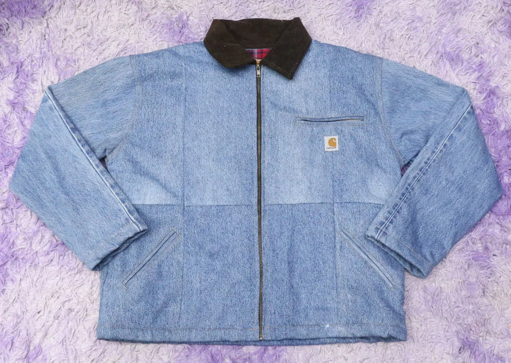 CR1449 Upcycled Denim Jacket - Contrast Collar