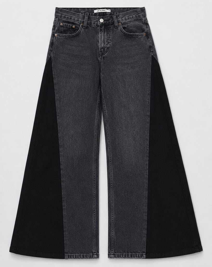 CR1827 UPCYCLED CONTRAST PANEL FLARE JEANS
