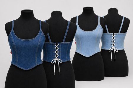 CR2096 Upcycled Denim Corset Top