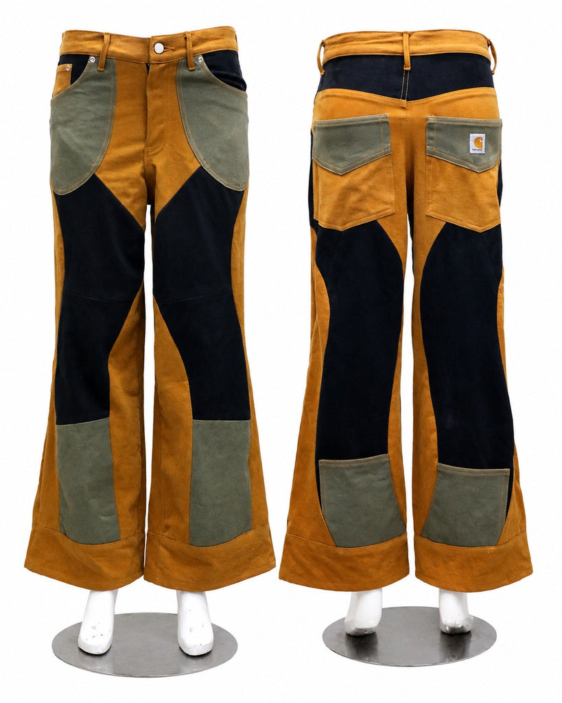 CR1953 UPCYCLED COLORBLOCK WORKWEAR FLARE PANTS