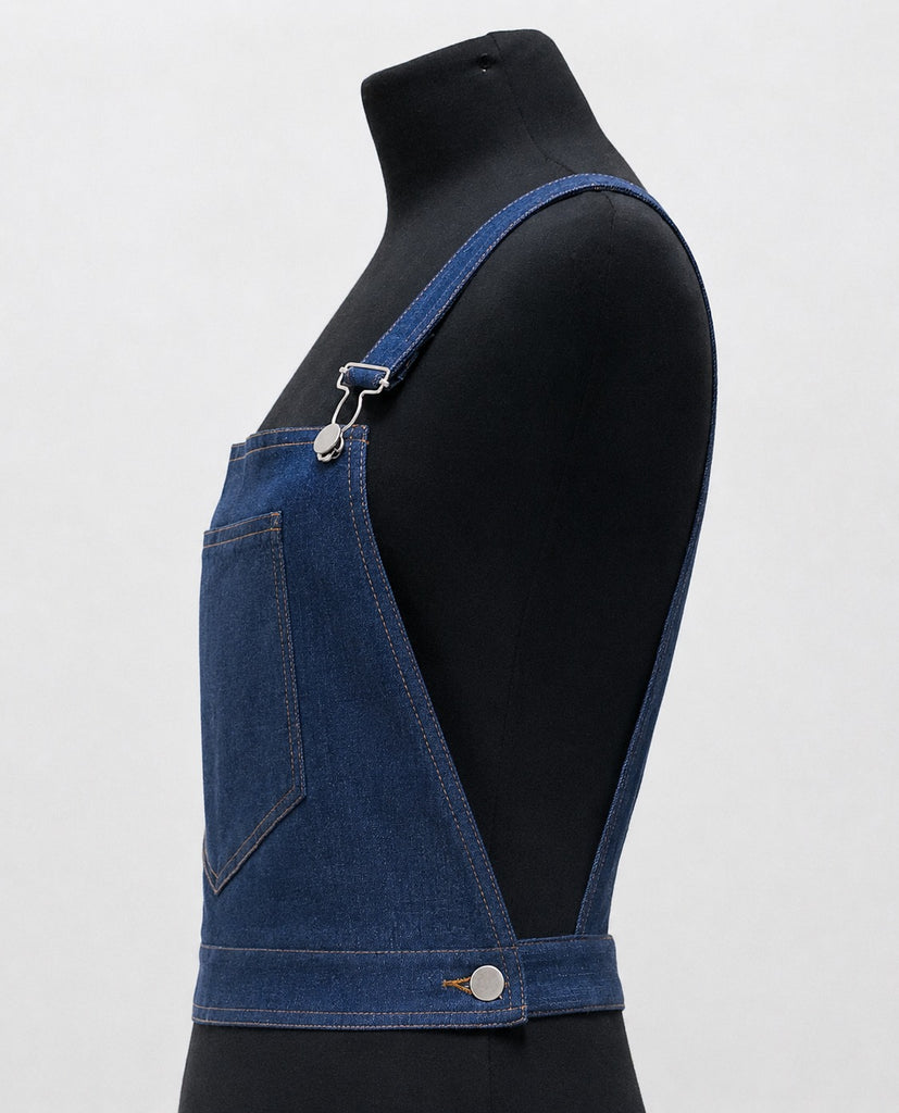 CR1850 UPCYCLED DENIM SUSPENDER CROP TOP
