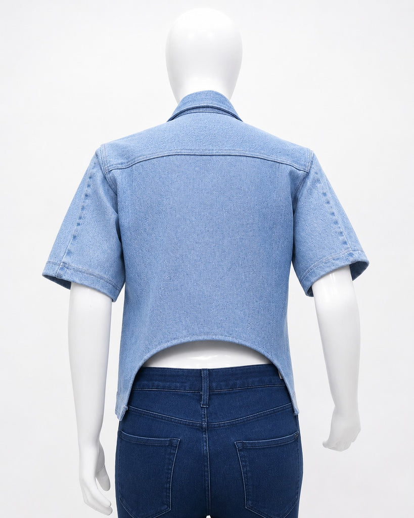 CR1879 UPCYCLED SHORT SLEEVE DENIM JACKET