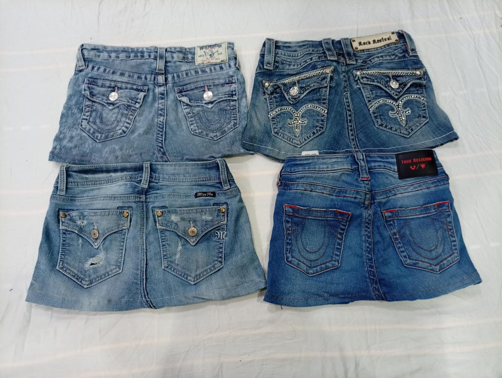 CR10470 Upcycled Kids’ Mix Branded Mini Denim Skirts