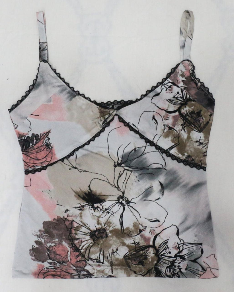 CR1893 UPCYCLED FLORAL CAMI TOP
