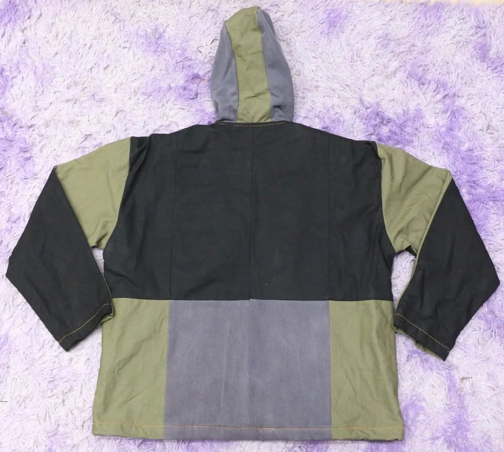 CR1453 Upcycled Color Block Hooded Jacket
