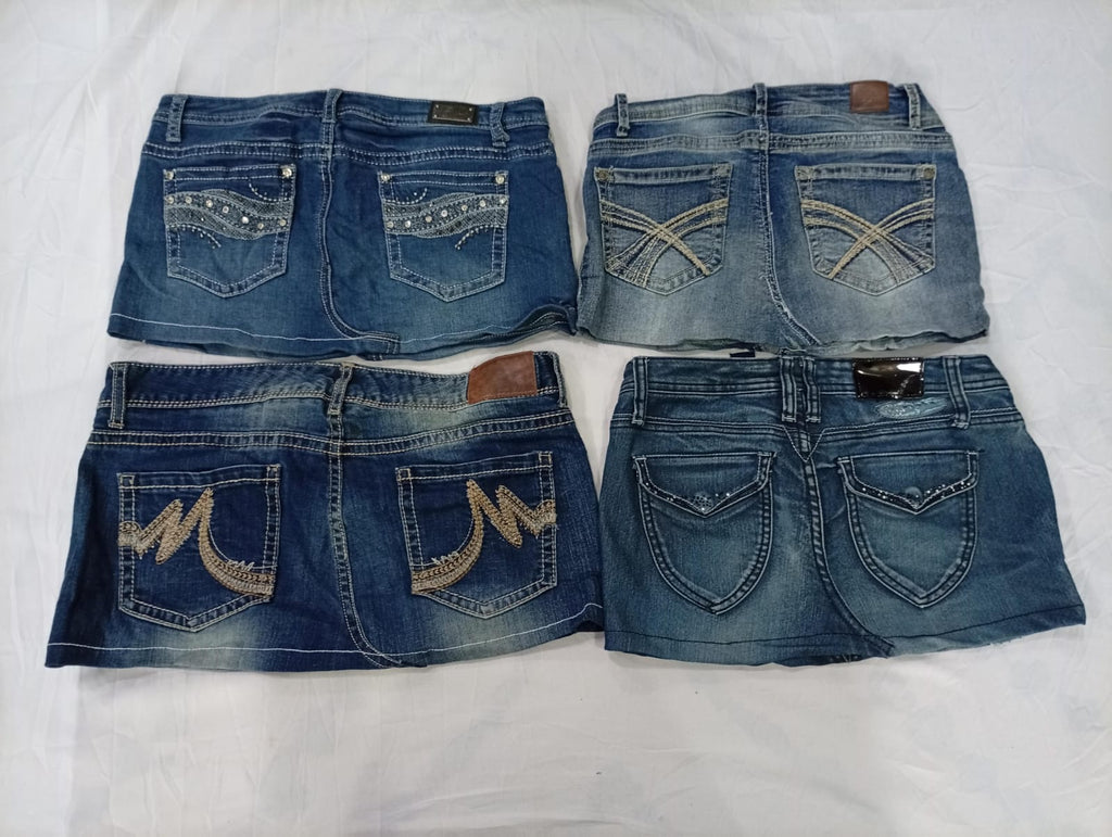 CR9621 Upcycled Y2K Mini Denim Skirts