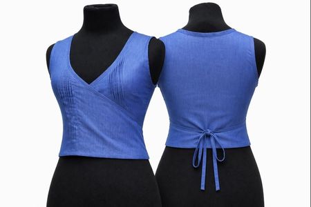 CR2105  Upcycled Wrap Crop Top