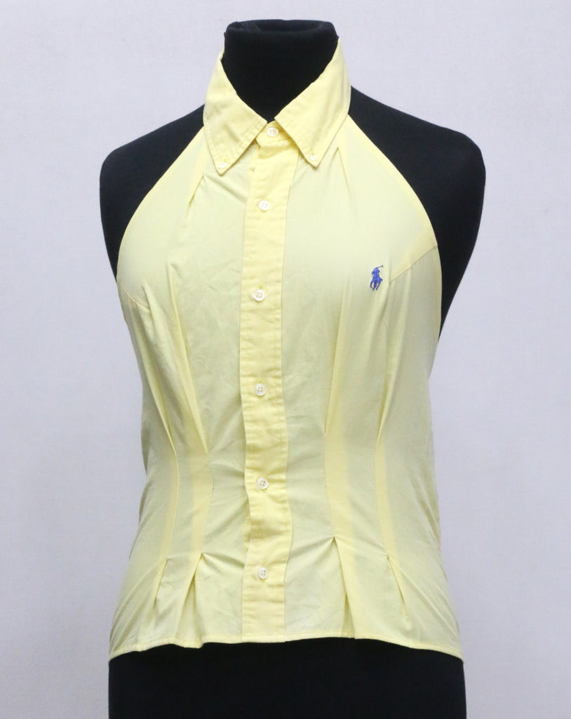 CR2016 UPCYCLED OPEN-BACK HALTER SHIRT TOP
