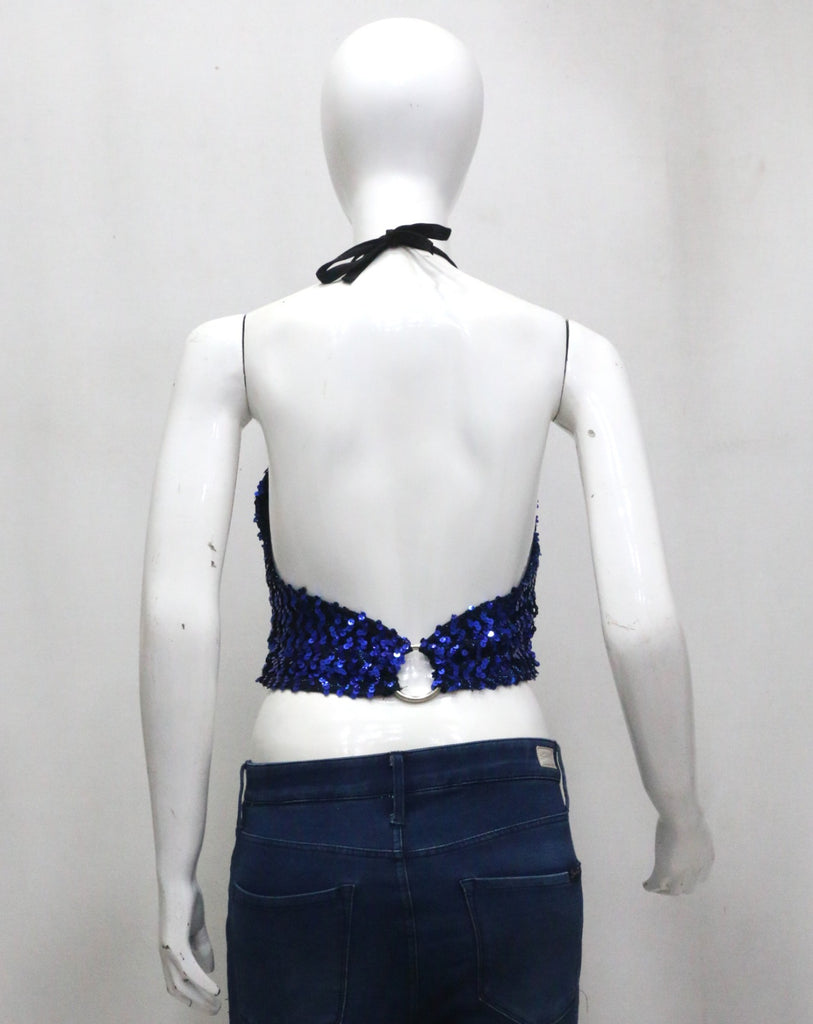 CR1887 UPCYCLED SEQUIN HALTER TOP