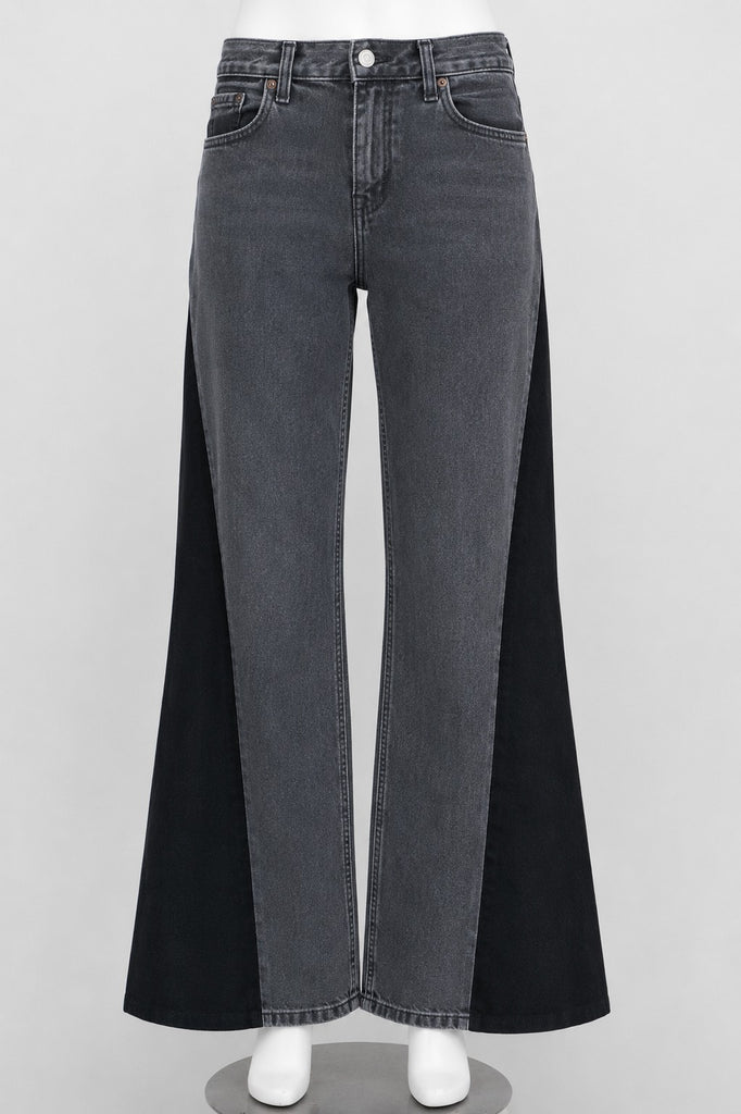 CR1827 UPCYCLED CONTRAST PANEL FLARE JEANS