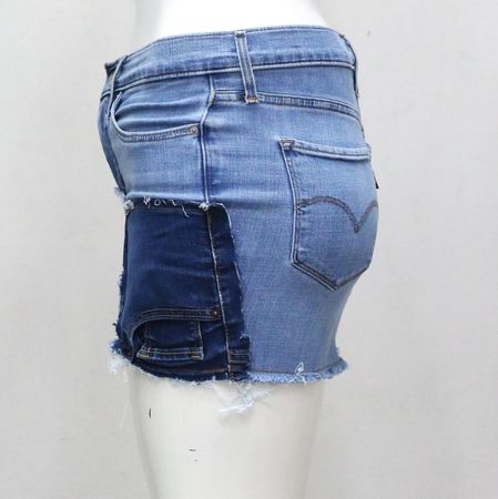 CR2150  Upcycled Denim Mini Skirt