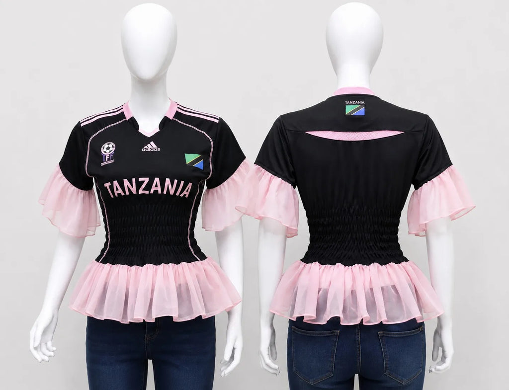 CR1569 Upcycled Ruffle Jersey Top