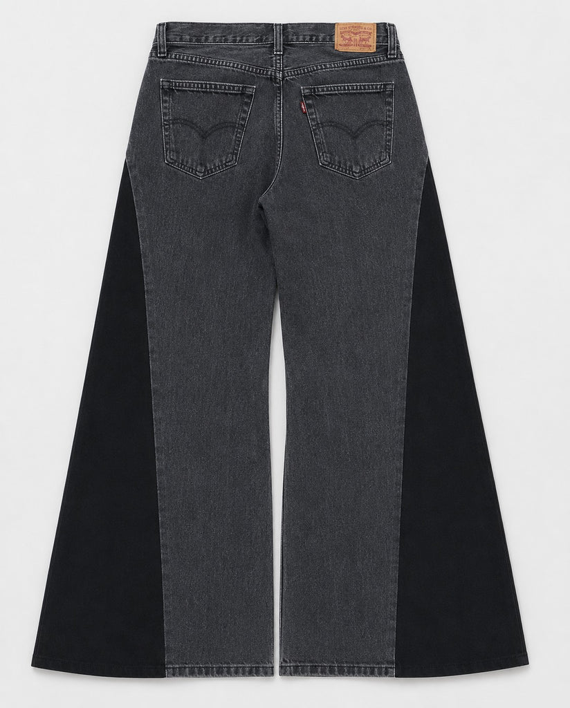 CR1827 UPCYCLED CONTRAST PANEL FLARE JEANS