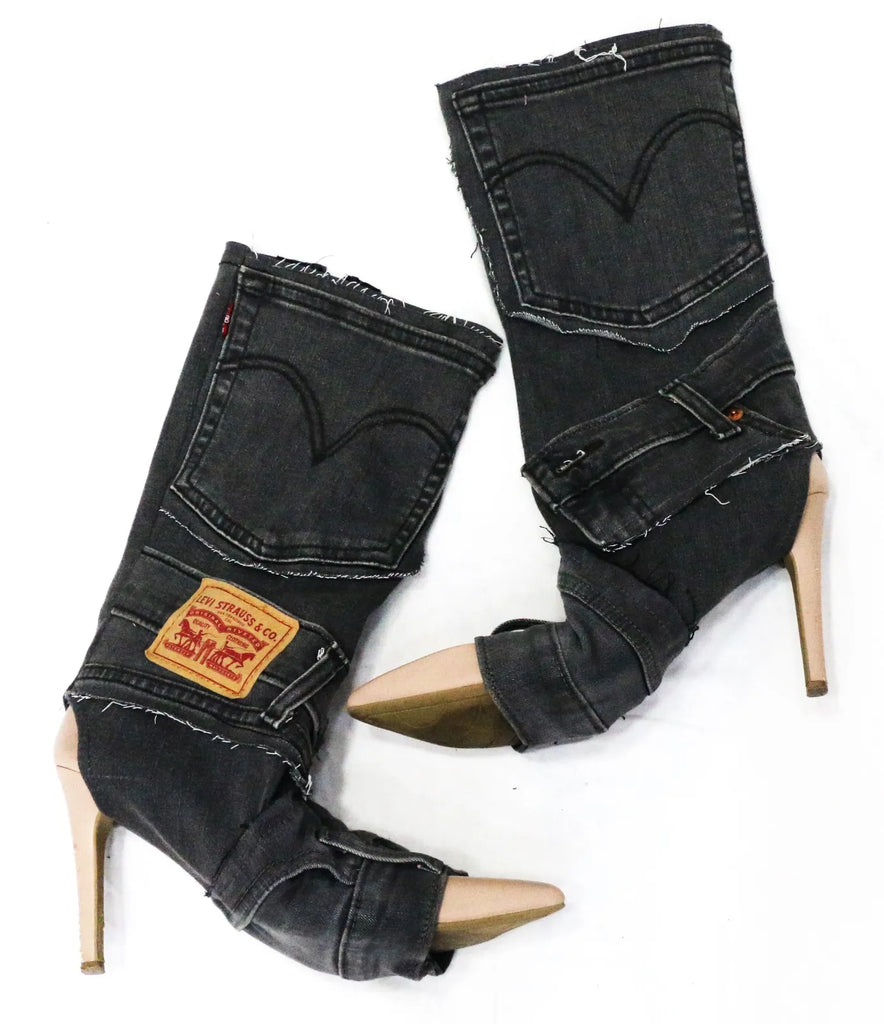 CR1556 Upcycled Denim Heel Boots