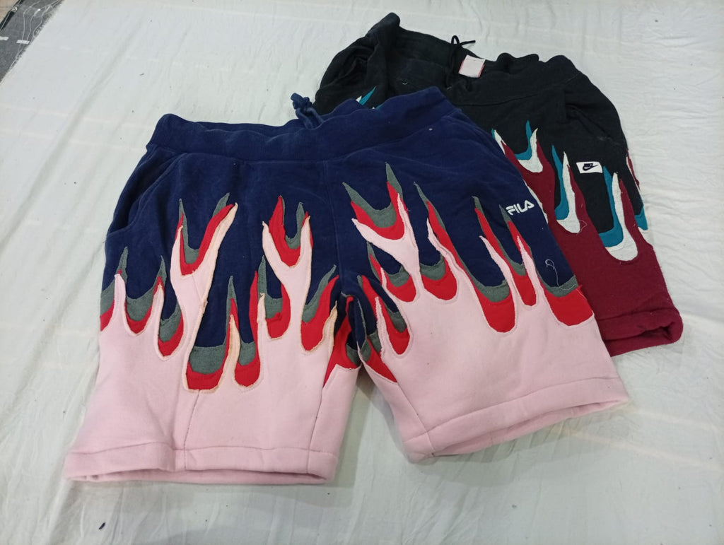 CR10802 Upcycled Mix-Branded Flame Shorts