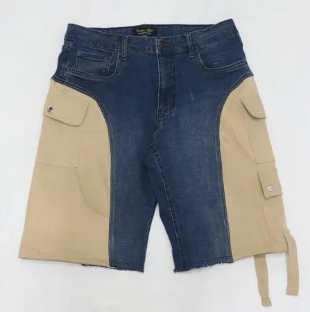 CR1839  Upcycled Denim Cargo Shorts