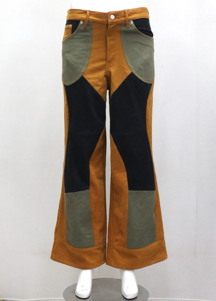 CR1953 UPCYCLED COLORBLOCK WORKWEAR FLARE PANTS